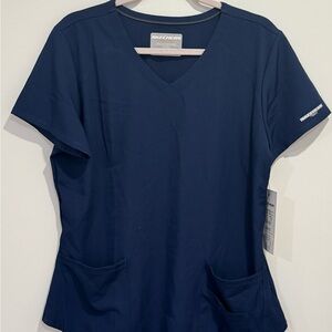 Barco Uniforms Women's Deep Blue V-Neck Short Sleeve Top